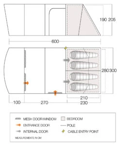 Vango Aether Poled 450XL Tent (2022) -Outlet Camping Store aether 450xl floorplan low