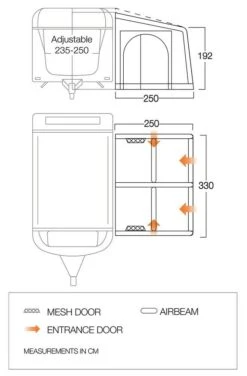 Vango Airbeam Vango Balletto Air 330 Elements ProShield Caravan Awning (2023) -Outlet Camping Store balletto 330 floorplan