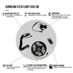 Vango Sunbeam Flexi Light 2m (USB) -Outlet Camping Store family essentials infographicscall outs5