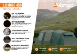 Vango Lismore 450 Poled Tent Package (2023) -Outlet Camping Store lismore 450 infographic2
