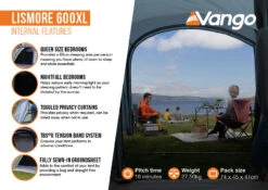 Vango Lismore 600XL Poled Tent Package (2023) -Outlet Camping Store lismore 600xl infographic2