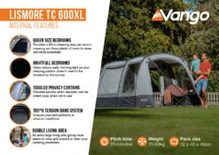 Vango Lismore TC 600XL Poled Tent Package (2023) -Outlet Camping Store lismore tc 600xl infographic2