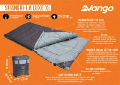 Vango Shangri-La Luxe XL Sleeping Bag (2023) -Outlet Camping Store shangri la luxe xl infographic 1