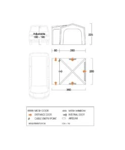 Vango Airbeam Vango Agora Air VW Awning (Shadow Grey) -Outlet Camping Store vango 2021 awnings floorplan agora vw 1